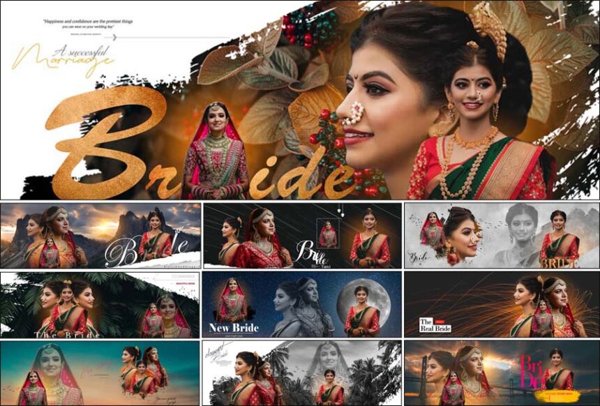 Bride Portrait Wedding Album Design PSD Free Download