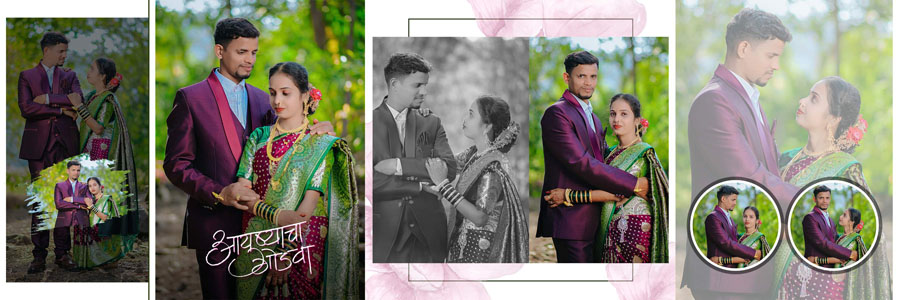 Modern Marathi wedding album layout PSD template for photographers
