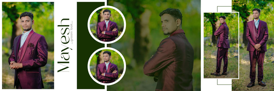 12x36 Marathi wedding album PSD template with modern photo arrangement