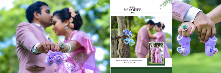 12x36 wedding album spread with a magazine style photo layout