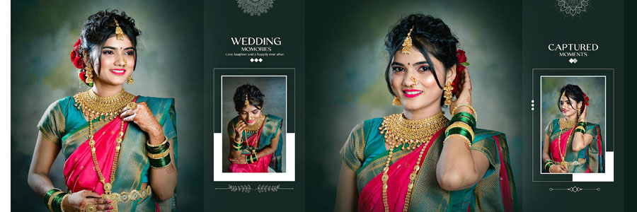 Print ready wedding album spread with clean white space and floral details