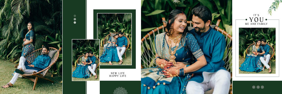12x36 wedding album layout featuring candid wedding ritual photos