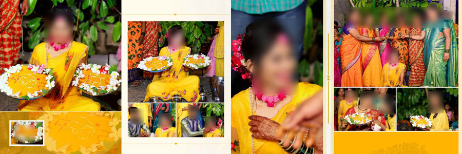 Wedding photo album design for haldi celebration photography