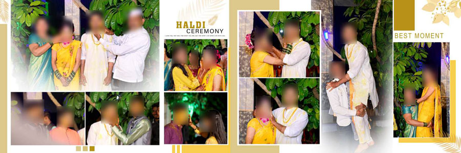 12x36 haldi ceremony album design PSD template with print ready layout