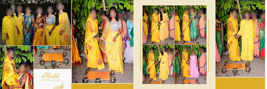 Editable haldi ceremony album layout PSD for Photoshop