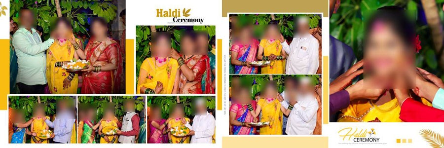 Traditional haldi function album design PSD in 12x36 size