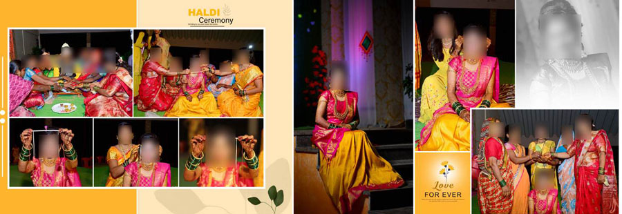 Wedding album PSD template designed for haldi ceremony moments