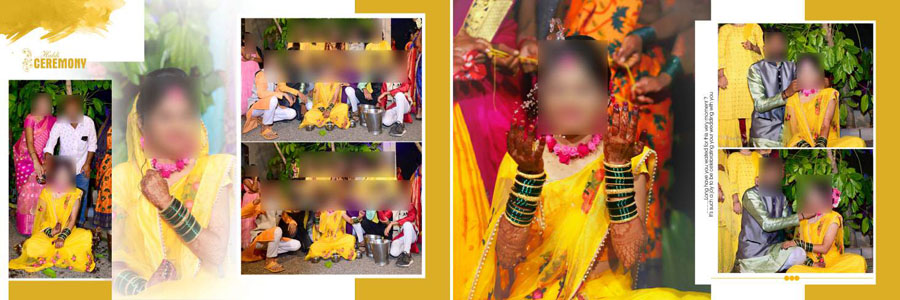 Indian haldi ceremony photo album design PSD template