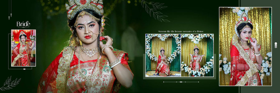 Modern 12x36 wedding album design PSD for bridal photographs