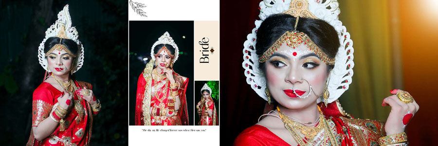 Elegant bridal album Photoshop PSD template in wide 12x36 format