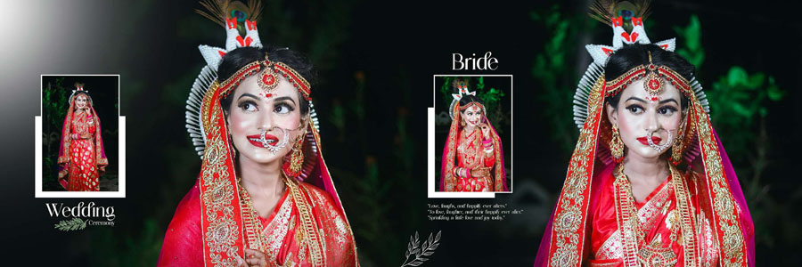 Premium wedding album design PSD template for bridal photography