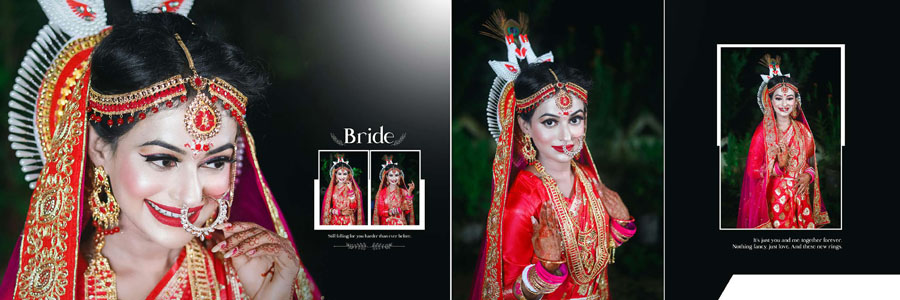 Bridal photo album Photoshop PSD template in 12x36 format