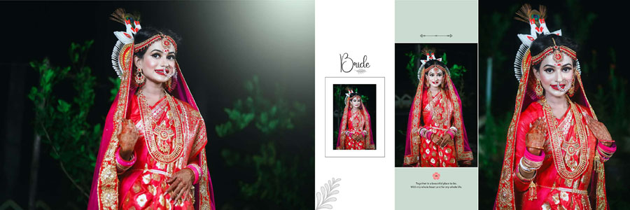 Elegant wedding album PSD template designed for bridal photographs