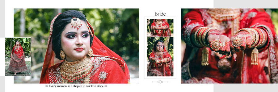 Luxury 12x36 wedding album PSD layout for bridal portraits