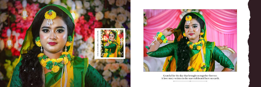 Modern bridal photo album PSD template for wedding photography