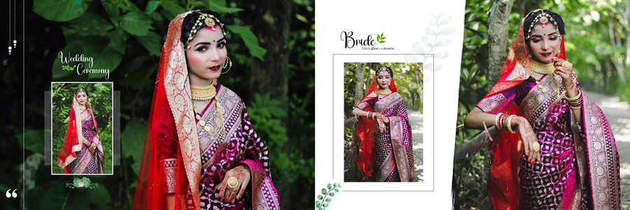 Premium bridal photo album PSD design for 12x36 wedding spreads