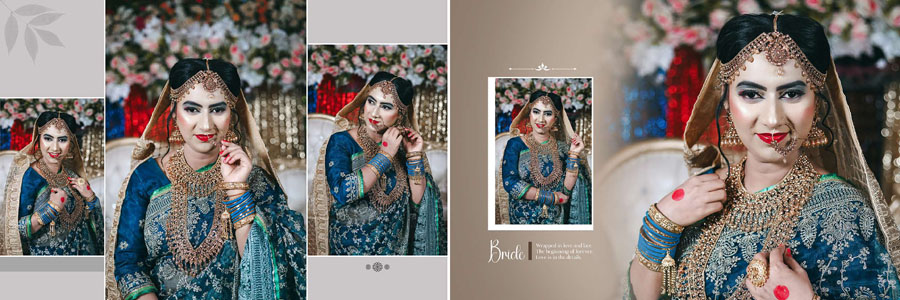 Bridal portrait wedding album layout PSD template 12x36