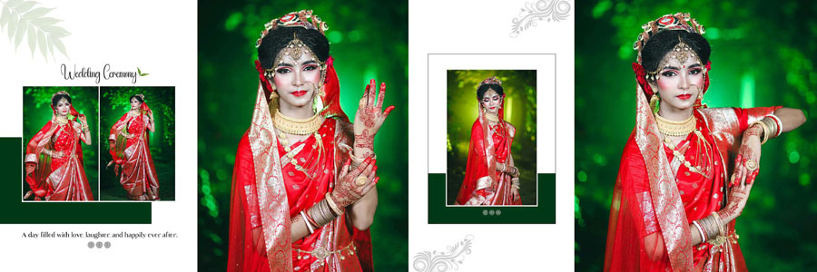 Professional wedding album PSD template with modern bridal layout