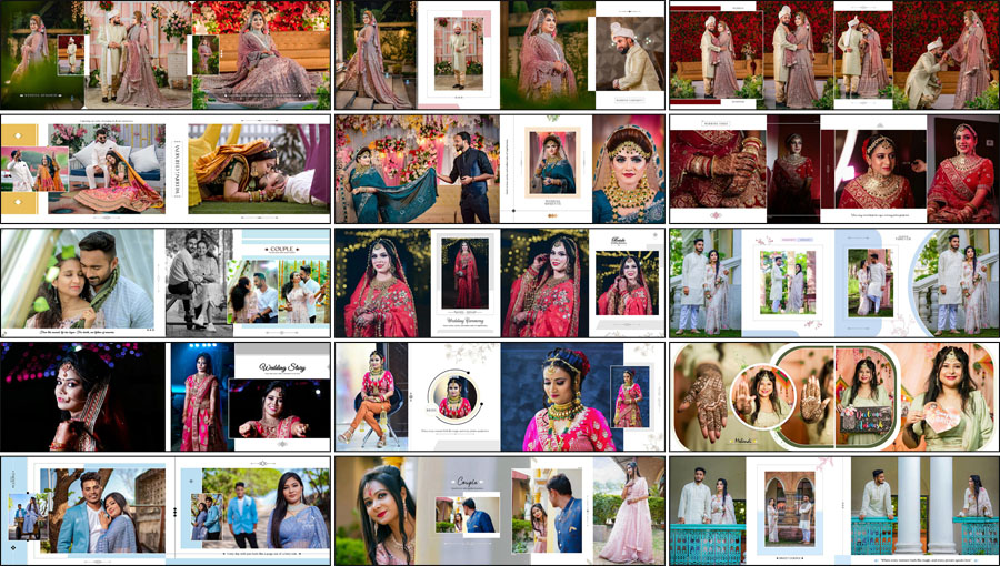 20 Indian Wedding Album PSD 12x36 Premium Templates