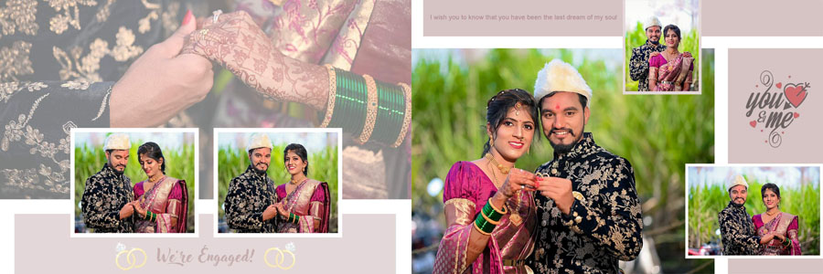 Wedding ceremony and family photo album design PSD 12×36
