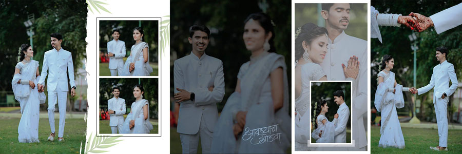Stylish groom portrait wedding album design PSD 12×36