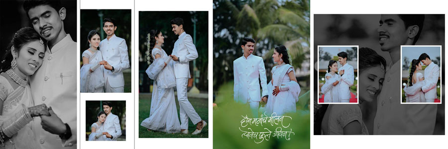 Modern groom photo collage layout for wedding album PSD