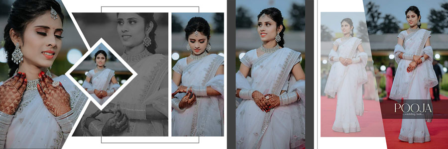 Elegant bride and groom wedding photo album PSD template