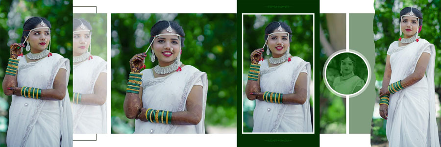 Green themed bridal wedding album PSD 12×36 layout