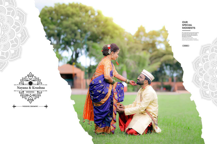 Marathi wedding album front cover design 01 in 12x18 PSD format