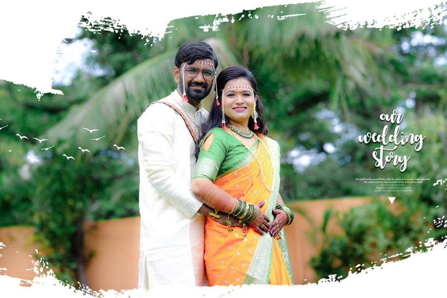 Marathi wedding album back cover design 02 in 12x18 PSD format