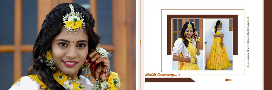 Traditional Haldi album design template in 12x36 format