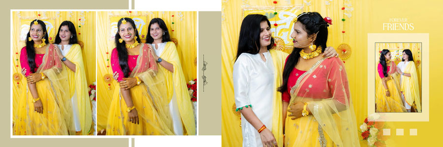 Yellow and golden theme Haldi wedding album design