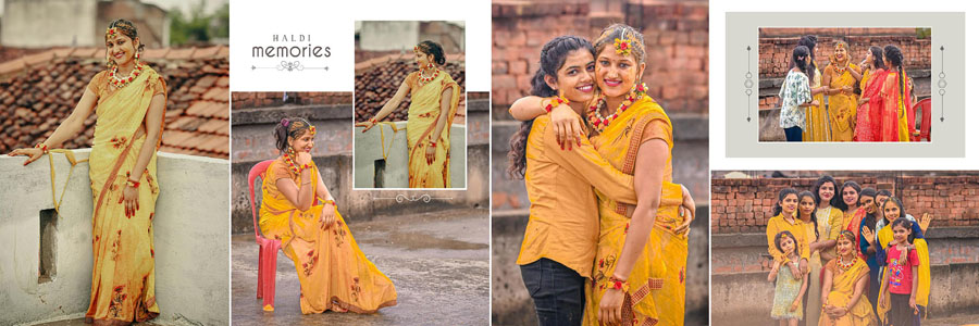 Editable Haldi album PSD layout for wedding photographers