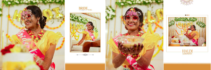 Indian wedding Haldi album layout in 12x36 size