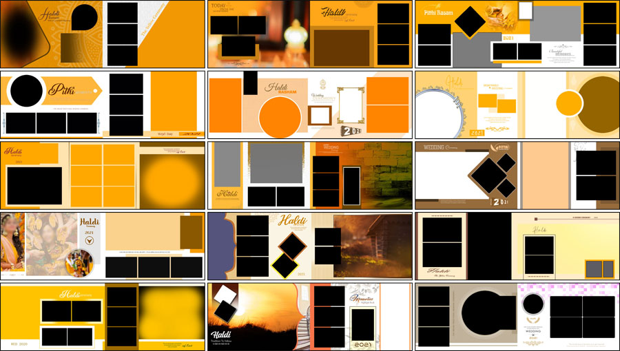 15 Free Haldi Album Design PSD Templates 12x36
