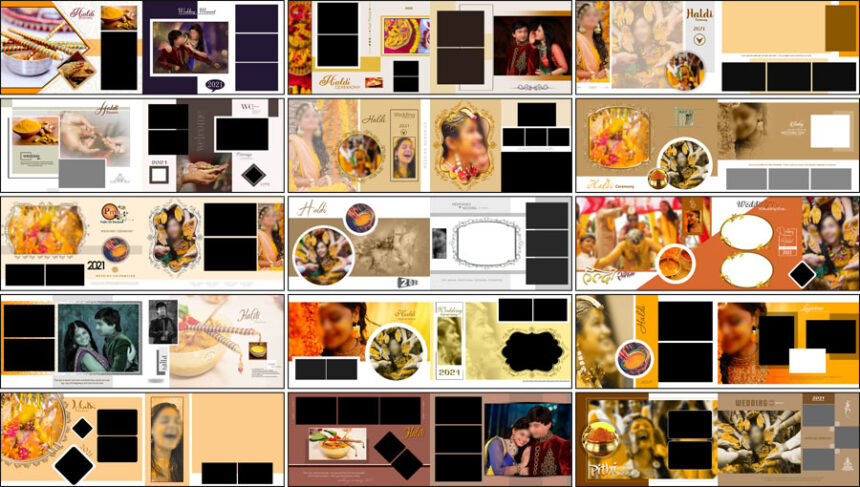 15 Indian Haldi Ceremony Album Designs PSD Free Download