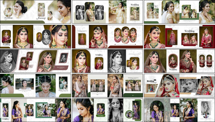 20 Bridal Portrait Album Design PSD Templates 12x36
