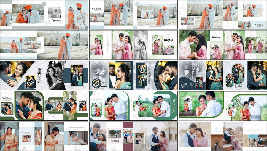 20 Wedding Couple Portraits 12x36 Album Design PSD Templates