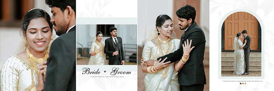 Bridal and groom wedding album design PSD 12x36 template