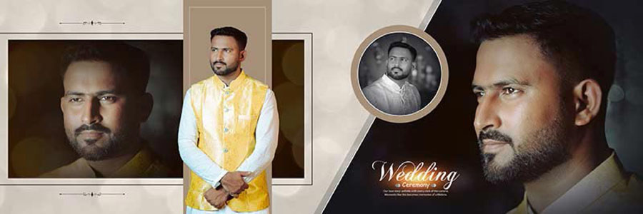 Traditional wedding portrait PSD template in 12x36 size