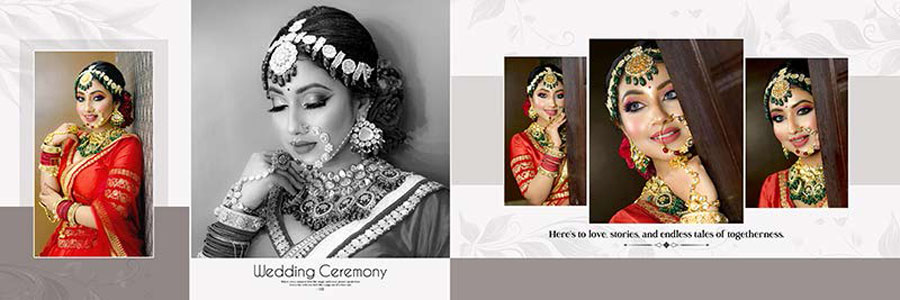 Indian wedding couple album PSD design 12x36