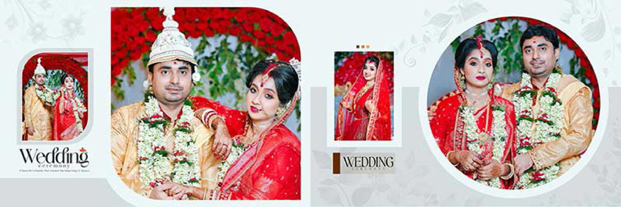 Groom portrait wedding album PSD design 12x36