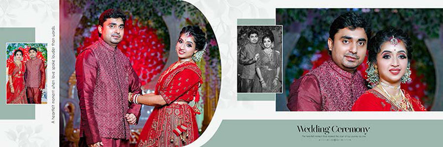Wedding portrait album design PSD template for Photoshop