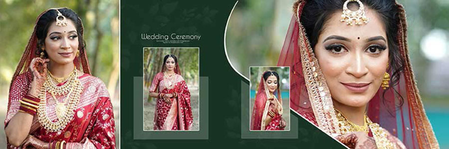 Bridal portrait album design PSD template 12x36