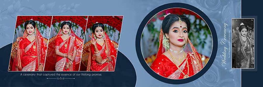 12x36 wedding album design PSD for bride and groom