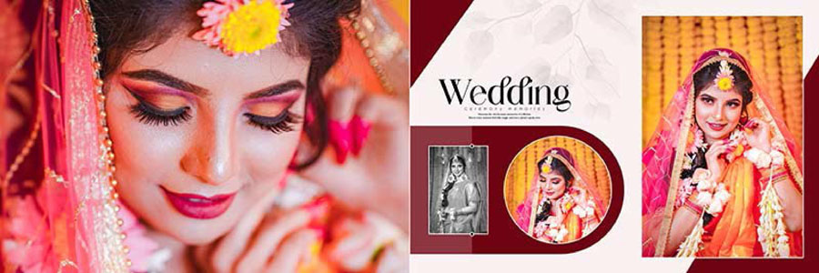 Groom wedding portrait album PSD 12x36 template