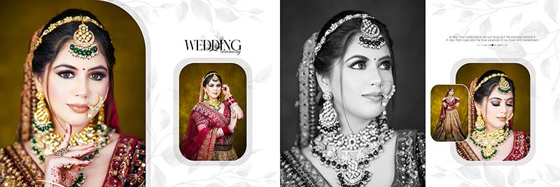 Creative 12x36 bridal photo album design for Photoshop users