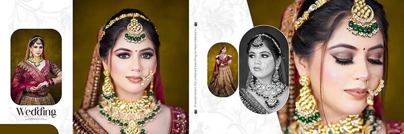 Bridal portrait album PSD with decorative photo frames