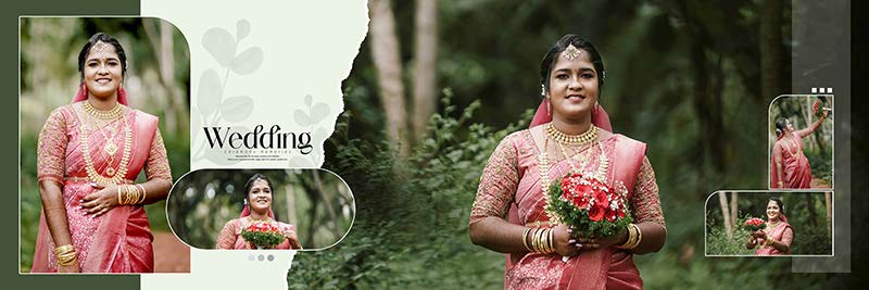 Creative bride portrait album layout for Photoshop