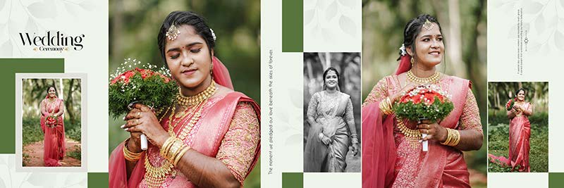 Bridal photography album design with editable PSD layers